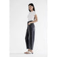 High Rise Barrel Jeans- Washed Black