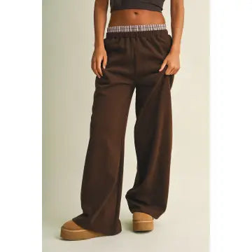 Plaid Double Layer Wide Leg Sweatpants