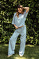 Mid Waist Stripe Wide Leg Pants