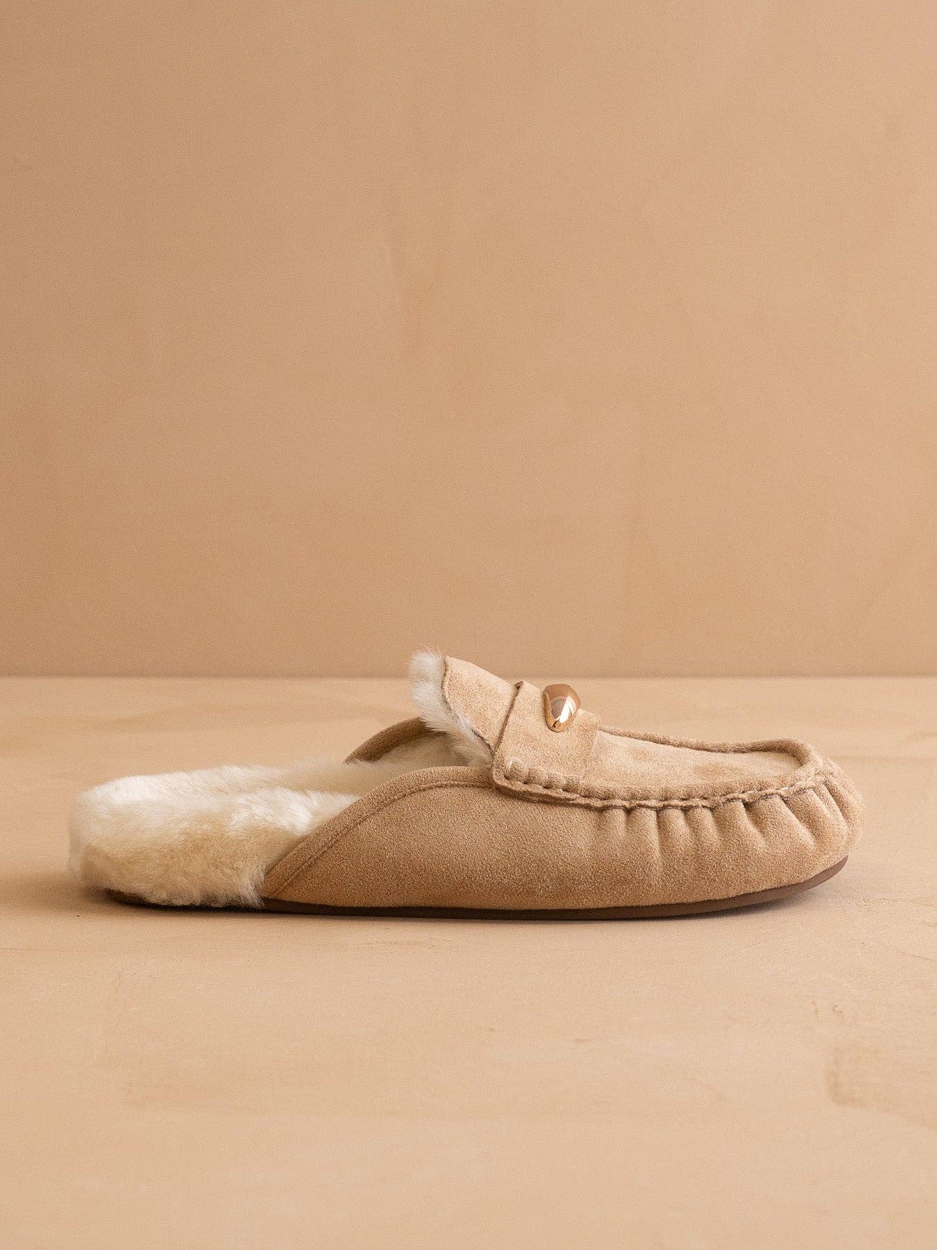 The Hayden Almond Fur Lined Fall Mule Loafer