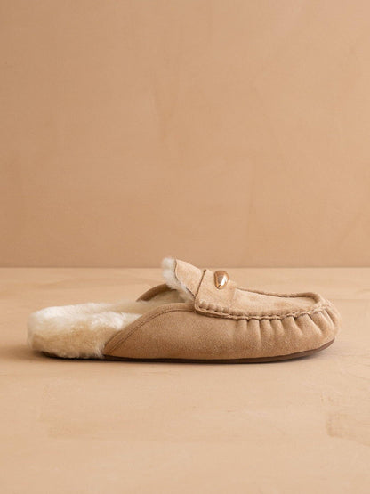 The Hayden Almond Fur Lined Fall Mule Loafer