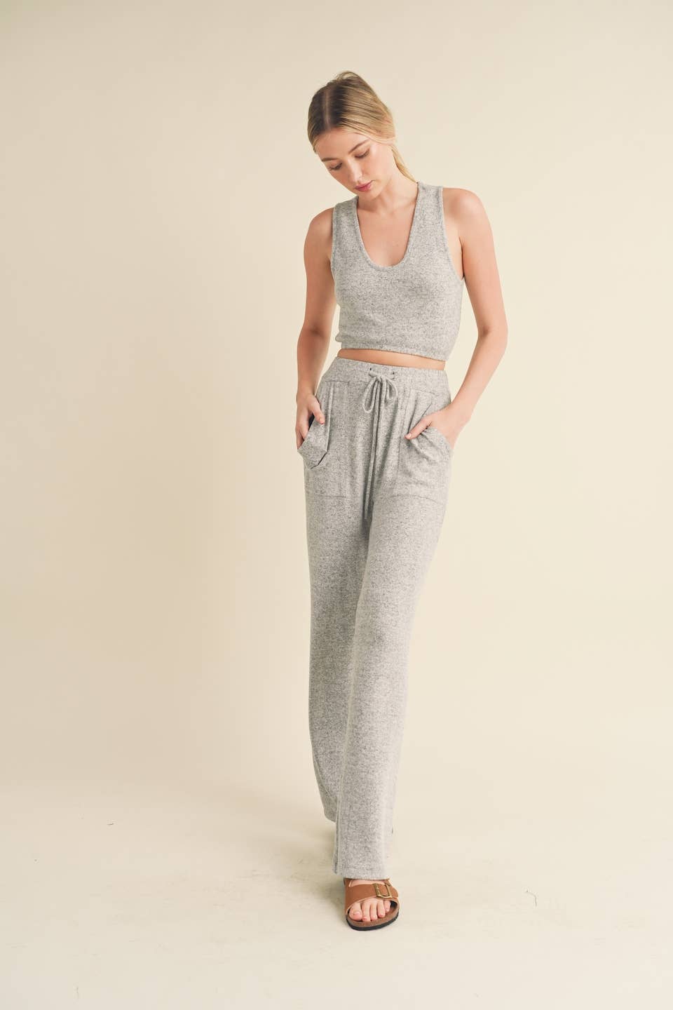 The Riley Soft Brushed Hacci Lounge Tank and Pants Set