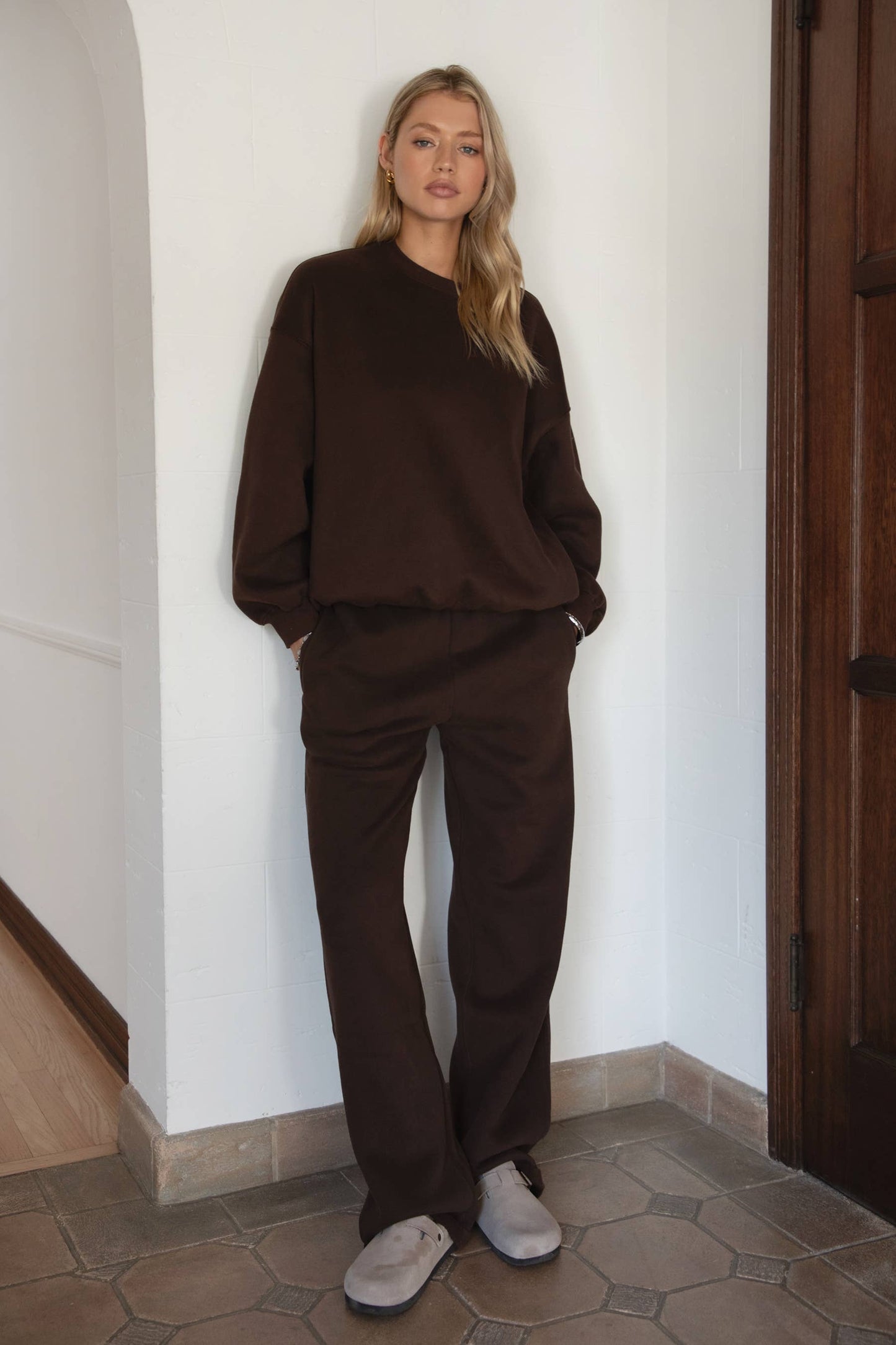 Fleece Crew Neck Lounge Pullover Sweatshirt