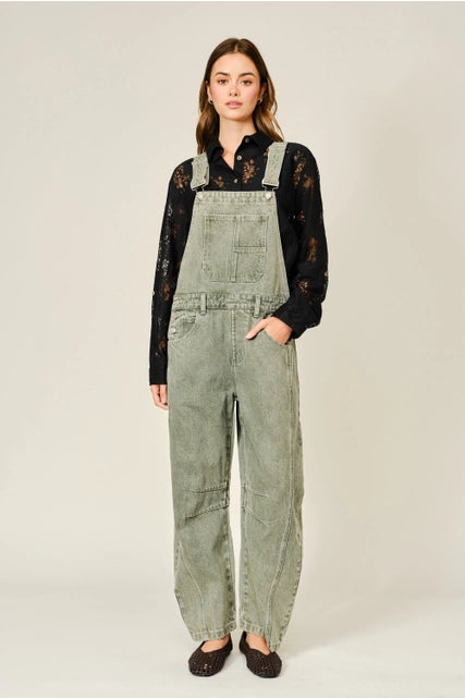 Olive Denim Overalls