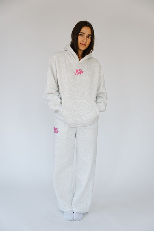Happy Camp3r Oatmeal and Fuschia Puff Hoodie